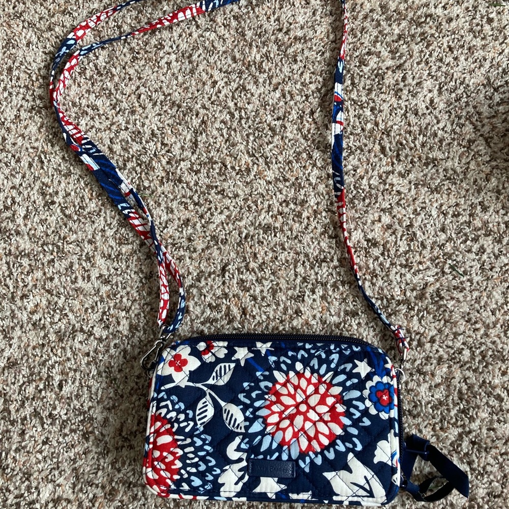 Vera Bradley Small Red and Blue Floral Crossbody Bag
